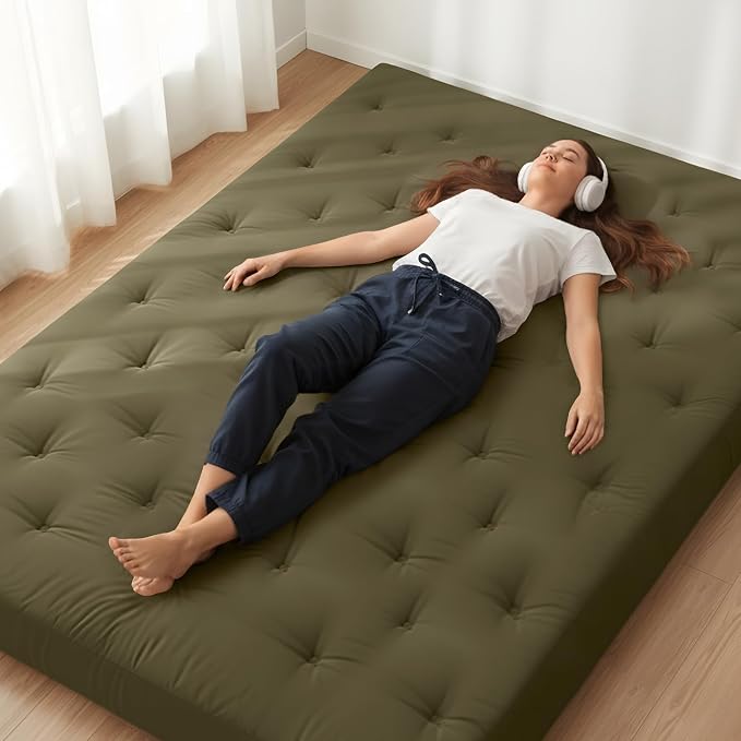 ZonLi Japanese Floor Futon Mattress King Size 76"x80"100% Cotton Cover 6'' by Zonli