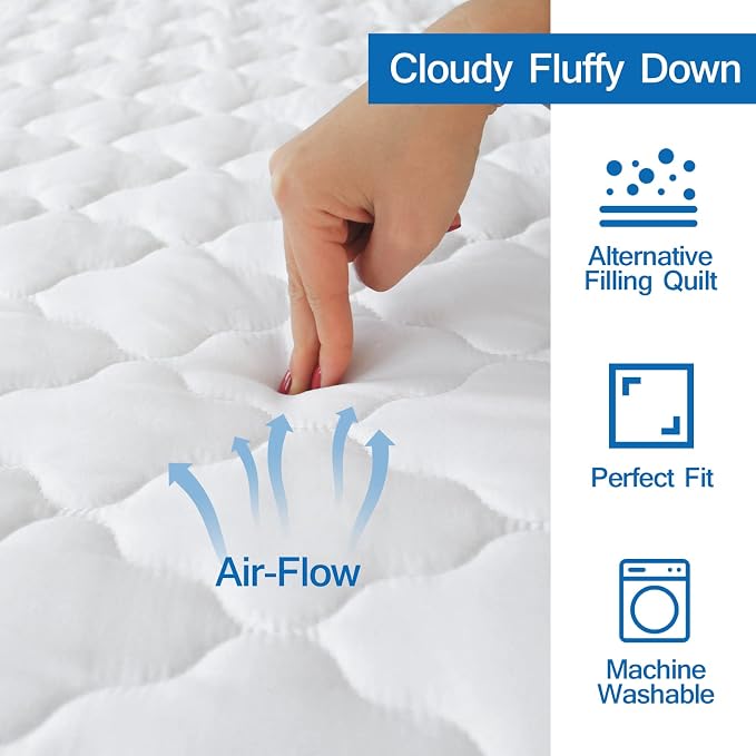 2 Pack Full Mattress Pad Waterproof Mattress Protector, Quilted Full Size - Image 2