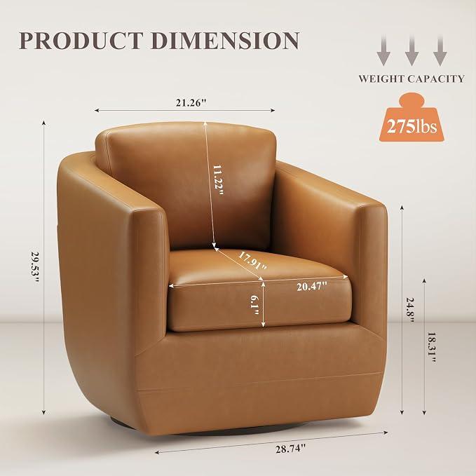 COLAMY 360° Swivel Accent Chair - Image 2