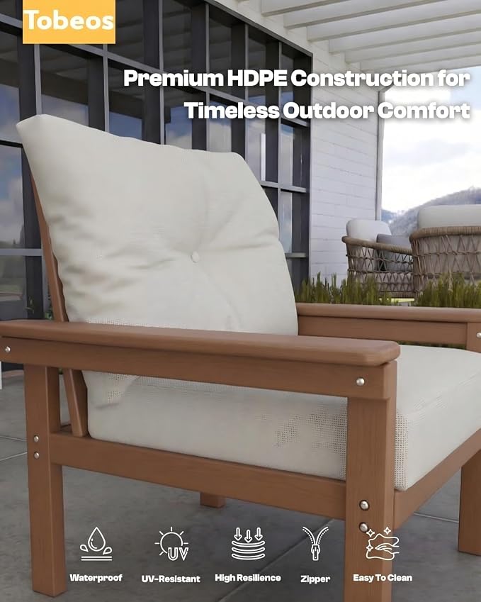 HDPE 7 Piece Patio Furniture Set, All-Weather Outdoor Couch Set - Image 6