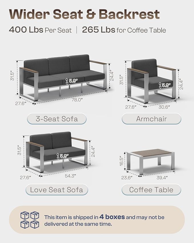 Outdoor Patio Furniture Set, 7 Seats Outdoor Patio Conversation Sets - Image 7