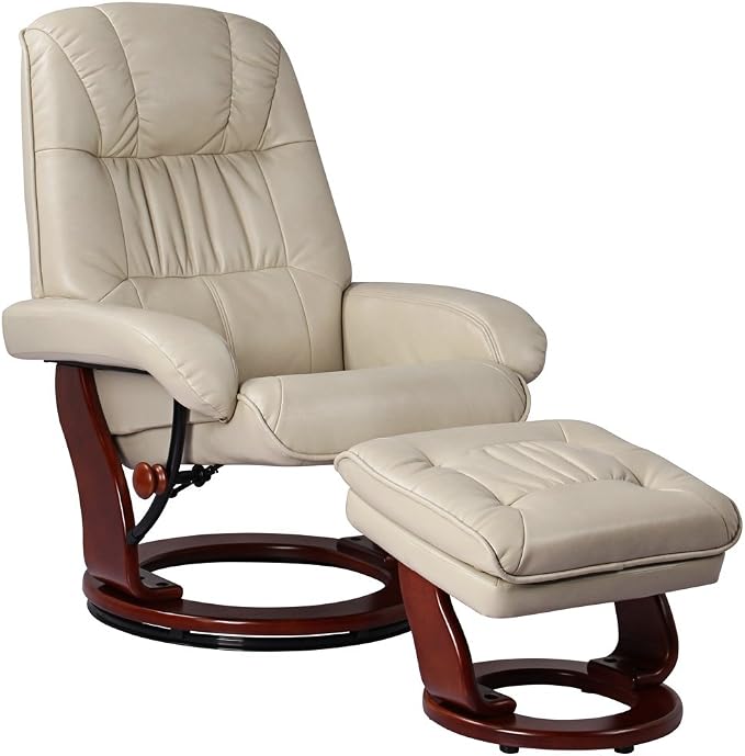 Benchmaster Kyle Taupe Swivel Faux Leather Recliner by Benchmaster