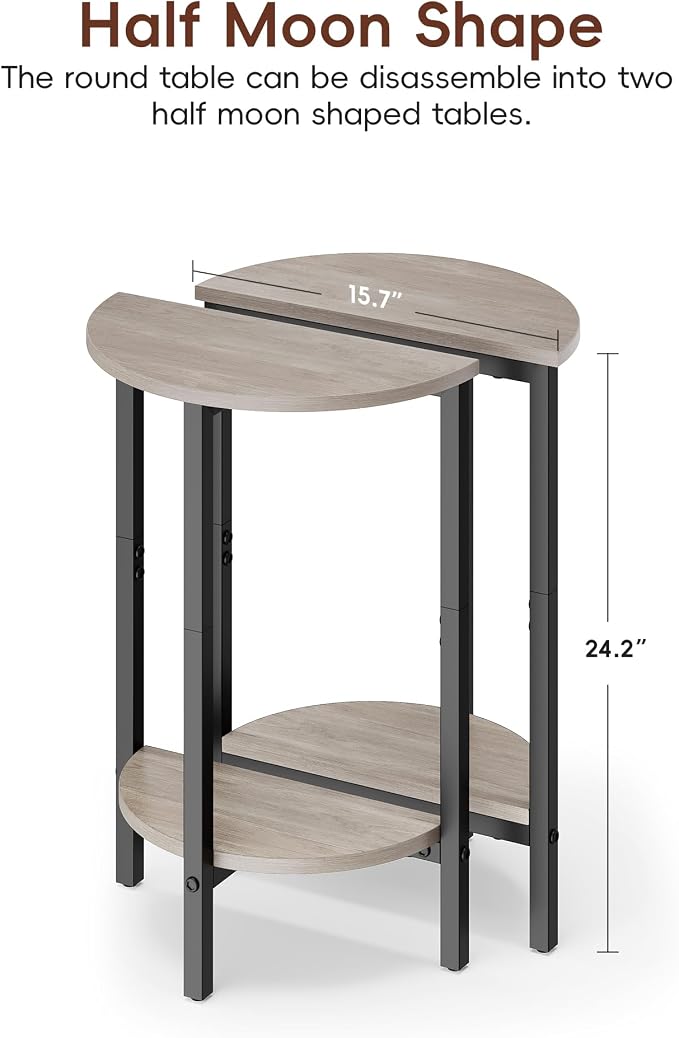 Vagusicc Side Tables Small End Tables, 2 Tier Couch Side Table, Small Round - Image 3