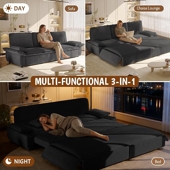 KEIKI 94.5" King 3-in-1 Sleeper Sofa, Oversized Pull-Out Couch - Image 4