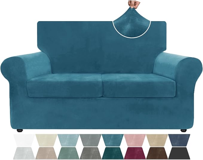 ZNSAYOTX Luxury Velvet Sofa Cover 3 Piece Stretch Loveseat Covers by ZNSAYOTX