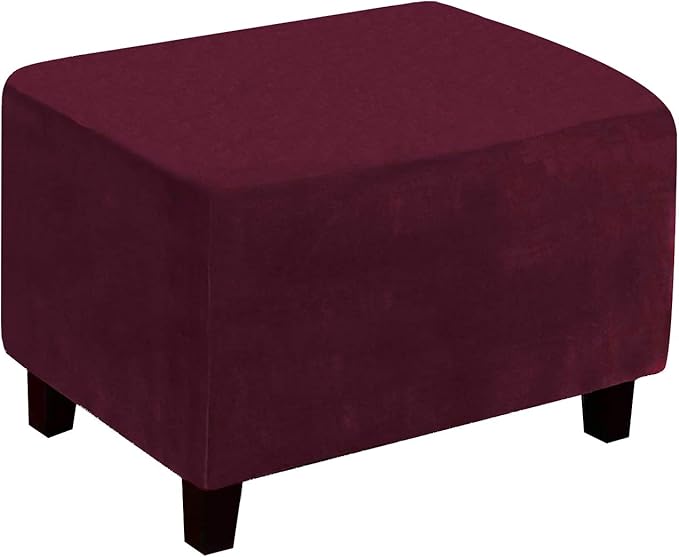 Ottoman Cover, Stretch Rectangle Velvet Ottoman Slipcovers of Foot Stool by LiveGo