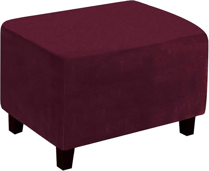 Ottoman Cover, Stretch Rectangle Velvet Ottoman Slipcovers of Foot Stool by LiveGo