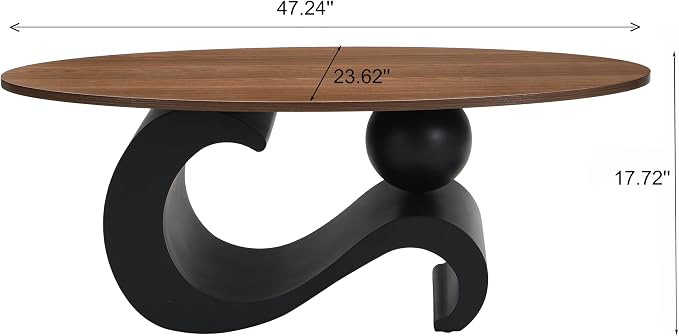 Modern Oval Coffee Table Set of 2, Wood Nesting Coffee Tables - Image 2