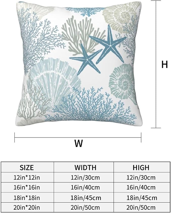 Nautical Coastal Throw Pillow Covers 20x20 Set of 2, Beach Themed Ocean - Image 3