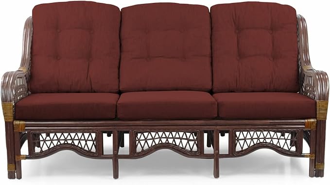 Malibu Lounge Set of 4: 2 Natural Rattan Wicker Chairs, Three-Seater Sofa - Image 10