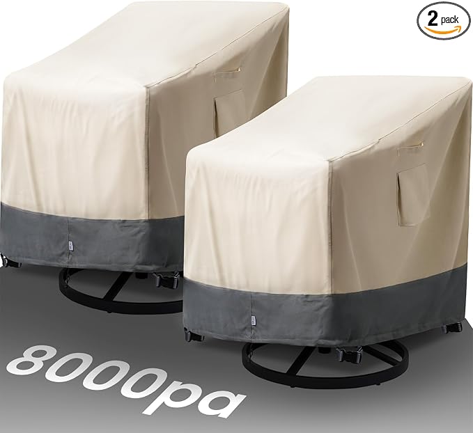 Extra Heavy Duty Patio Chair Covers Waterproof, 2 Pack Patio Furniture Covers by Kikcoin