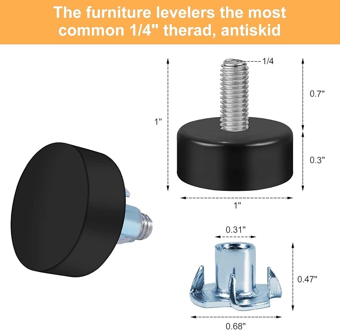 Darcvds 1/4" Thread Furniture Feet Levelers, Leveling Feet Screw on Furniture - Image 2