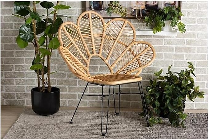 Maykoosh Bohemian Natural Brown Vintage Vogue and Black Metal Accent Chair - Image 9