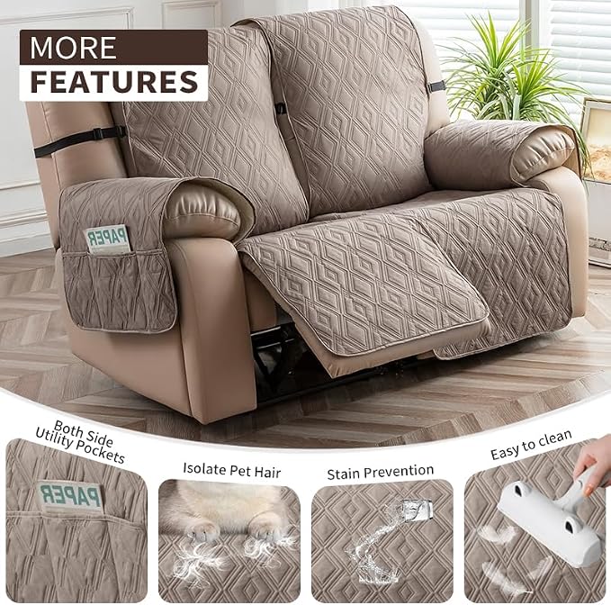 Genina Waterproof Loveseat Recliner Cover Non-Slip, Sofa Cover - Image 3