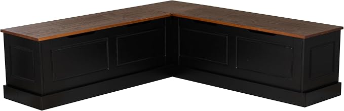 Linon Harris Black and Walnut Backless Kitchen Dining Nook by Linon
