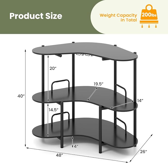 Giantex 3-Tier Bar Table, Corner Bar Cabinet, Liquor Home Bar Unit - Image 3