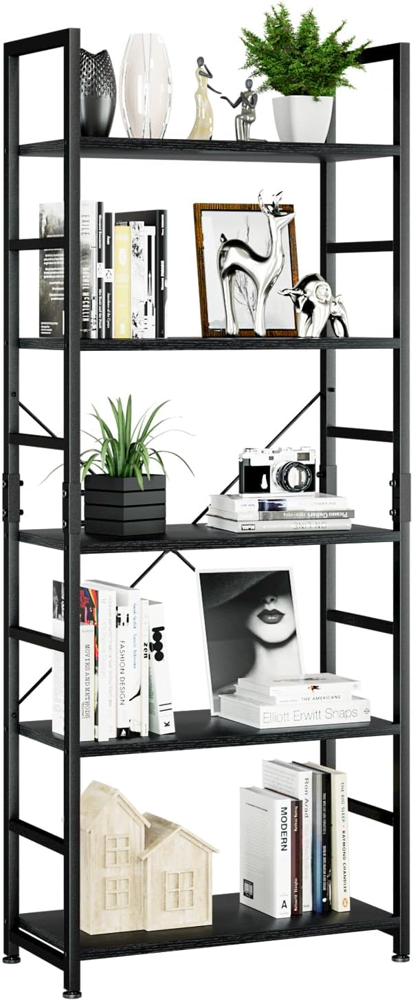 NUMENN 5 Tier Bookshelf, Tall Bookcase Shelf Storage Organizer, Modern Book by NUMENN
