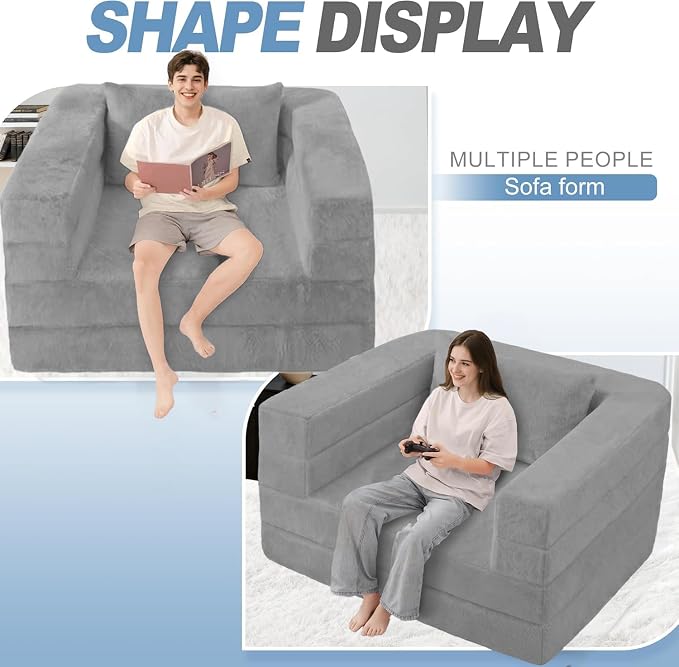 Futon Sofa Bed with Pillow, 3-in-1 Sleeper Sofa Bed with Removable Cover - Image 7