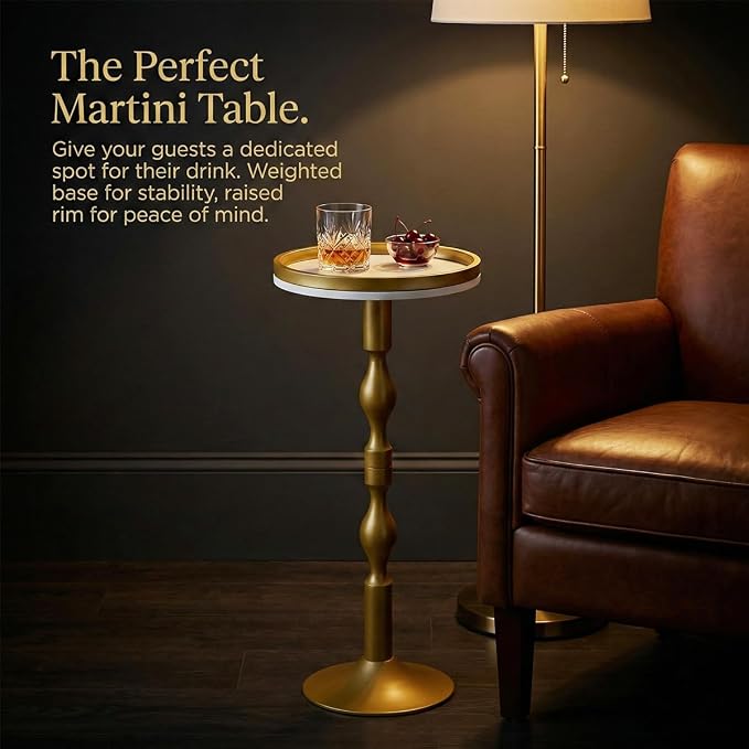 Small Round Gold Side Table, Drink Table - Image 7