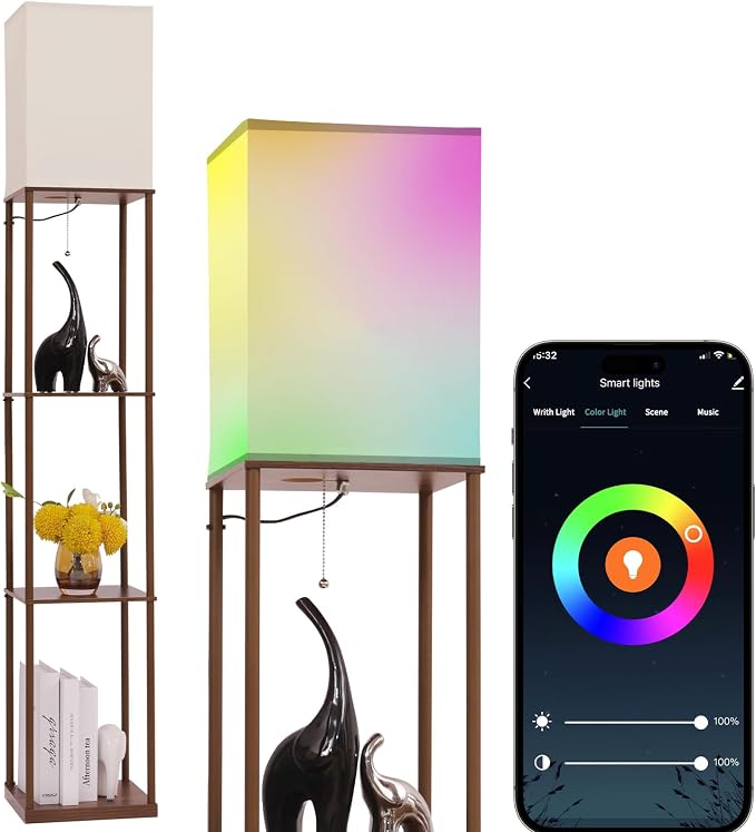 Gupuzm Floor Lamp with Shelves, with Modern Square Standing Lamp with Smart APP by GUPUZMproducesandsellslamp