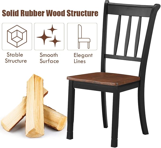 Giantex Wood Dining Chairs Set of 2, Armless Kitchen Chairs w/Solid Rubber Wood - Image 6