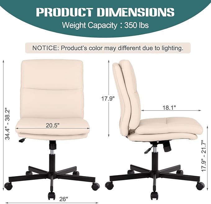 LUCKWIND Armless Office Desk Chair - Image 2
