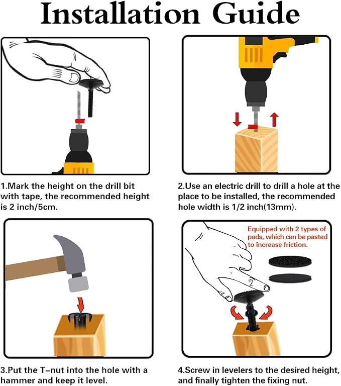 4 Set M10 Adjustable Leveling Feet, Heavy Duty Height Adjuster Furniture - Image 5