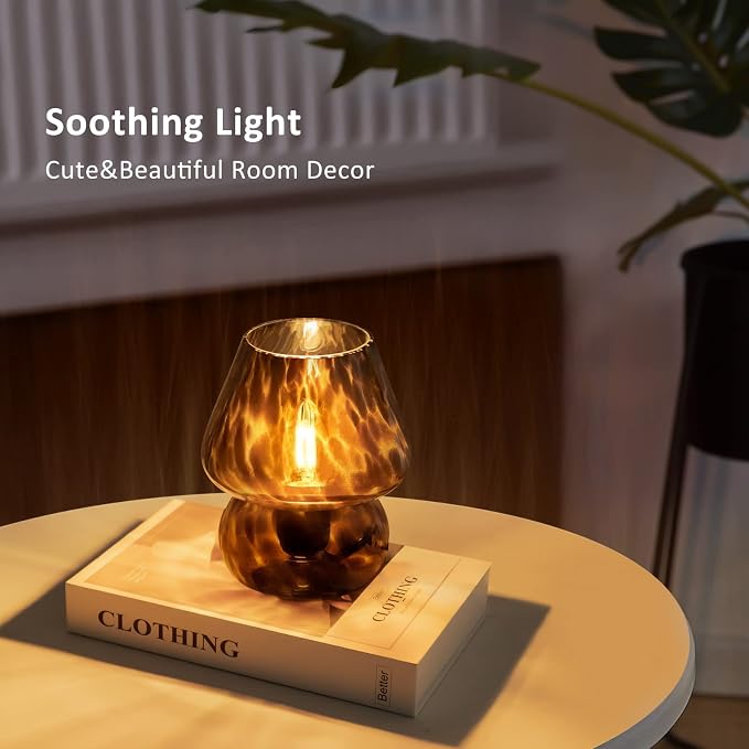ONEWISH Mushroom Lamp Small Vintage Table Lamp - Image 4