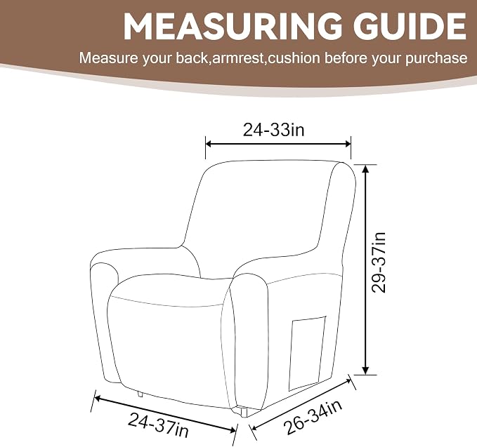 Cupuamon Recliner Chair Covers, Lazy Boy Recliner Covers Stretch Reclining - Image 2