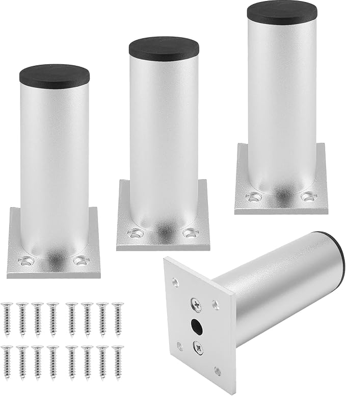 Set of 4 Furniture Legs 4 Inch, Adjustable Aluminum Alloy Cabinet Legs by Kyuionty