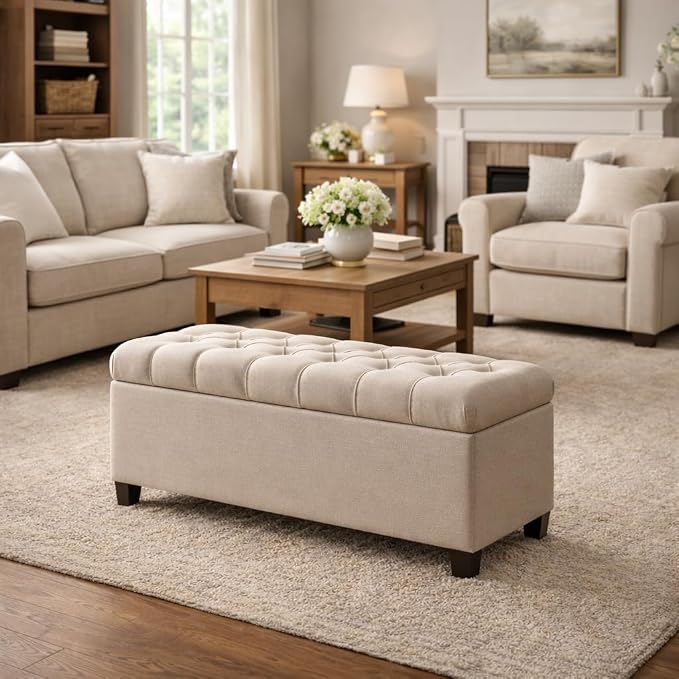 Homepop Home Decor | Tufted Ainsley Button Storage Ottoman Bench - Image 2