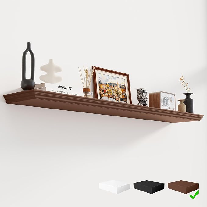 Fun Memories Floating Shelves 55 Inch Long, 9.3 Inch Deep Classic Crown Molding by FunMemories