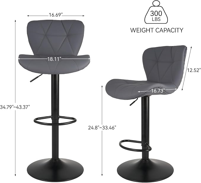 Nalupatio Modern Bar Stools Set of 4, Adjustable Faux Leather Upholstered - Image 2
