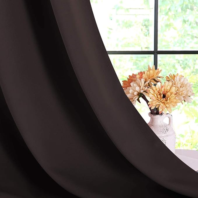 NICETOWN Blackout Window Curtains 70" L, 2 Panels, 34 inch, Toffee Brown - Image 4