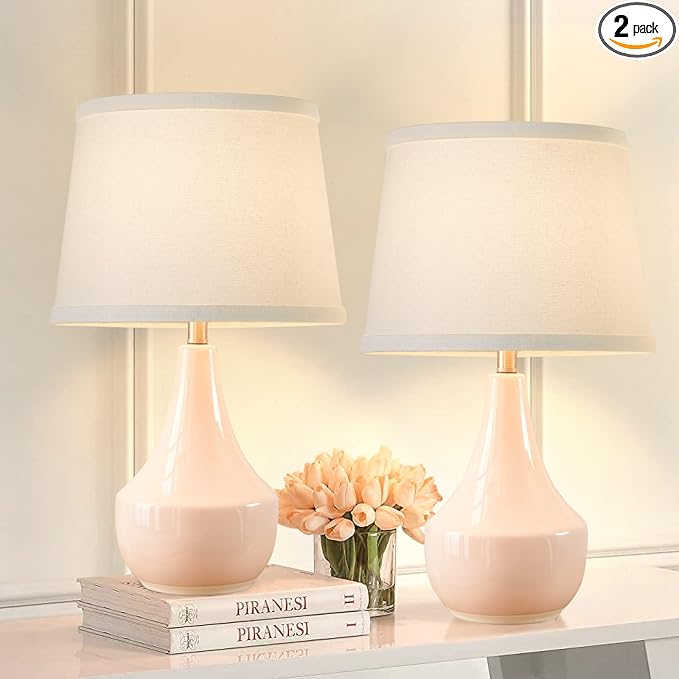 GyroVu 18" Table Lamp Set of 2, Ceramic Lamp Classic Beside Lamps Nightstand by WelcomeGyroVu