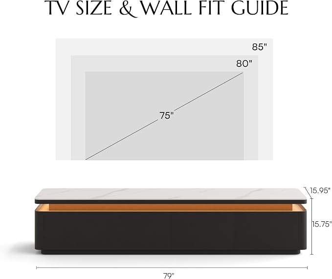 POVISON Fully Assembled 79" Mid-Century Modern TV Stand - Image 6