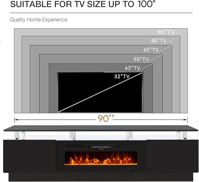 90" TV Stand for Living Room, Large Entertainment Center & Media Console - Image 8