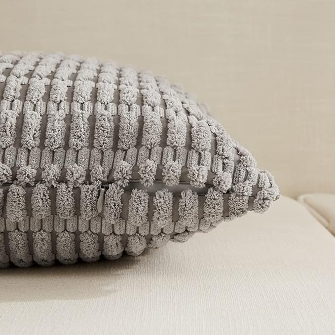 Fancy Homi 4 Packs Grey Decorative Throw Pillow Covers 12x20 Inch - Image 3