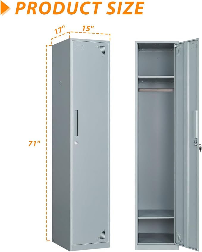Metal Locker for Home, Dressing Room, Lockable Locker Cabinet - Image 3