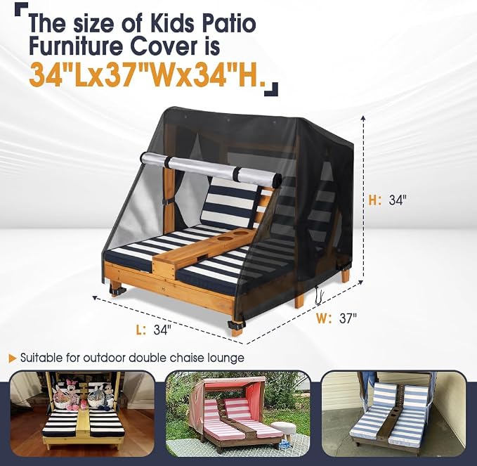 Outdoor Chaise Lounge Cover for KidKraft Wooden Double Chaise Lounge, - Image 3