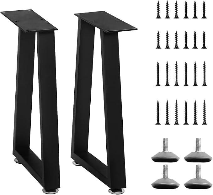 Bench Table Legs 16 Inch, Trapezoid Heavy Duty Metal Coffee Furniture Legs Set by ITeeLas