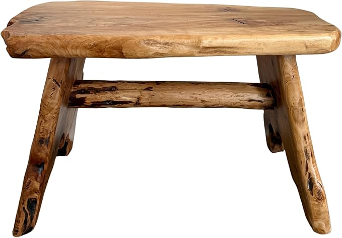 Natural Edge Cedar Wood Tree Stump Indoor/Outdoor Stool, Garden Bench, Night by TJGlobal