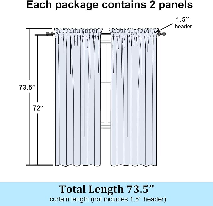 Simplebrand Blush Sheer Curtains 72 Inch Length 2 Panels - Image 7