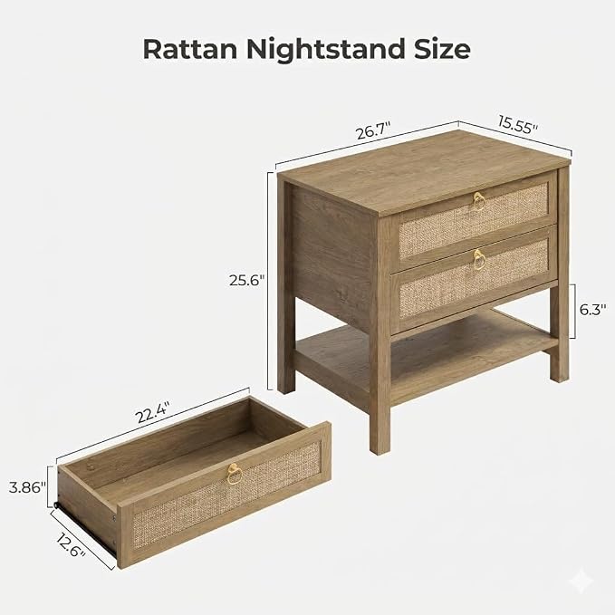 SICOTAS Night Stands Set of 2 for Bedroom, Large Bedside Tables - Image 2
