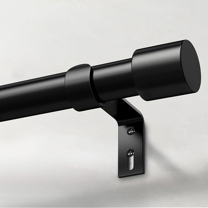 IFELS Heavy Duty Curtain Rods for Windows 66 to 120 Inch, 1 Inch Black Curtain by IFELS