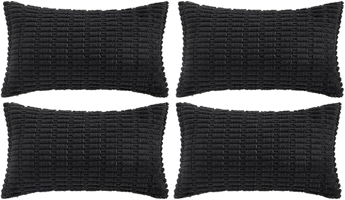Fancy Homi 4 Packs Boho Black Decorative Throw Pillow Covers 12x24 Inch by Fancy+Homi
