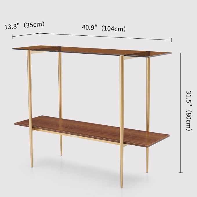 LumFurn Glass Console Table for Living Room, Foyer & Entrance, 2-Tiers - Image 2