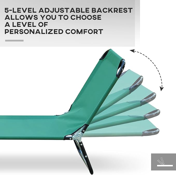 Outsunny Folding Chaise Lounge Pool Chairs, Outdoor Sun Tanning Chairs - Image 4