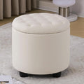 Furniliving Upholstered Button Tufted Round Ottoman, PU Storage Ottoman Round by FurnilivingFurnitureforHome