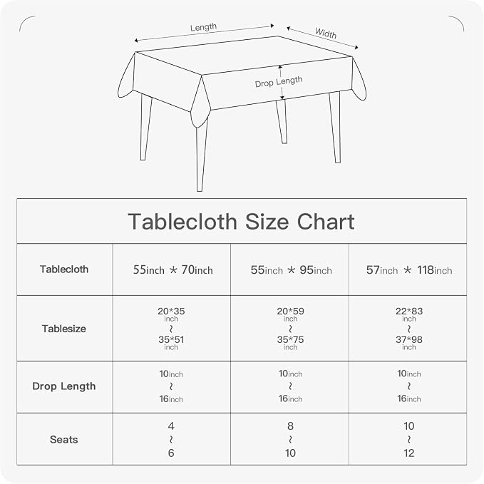 BALCONY & FALCON Rectangle Table Cloth Waterproof Tablecloth Fuzzy Linen and - Image 6